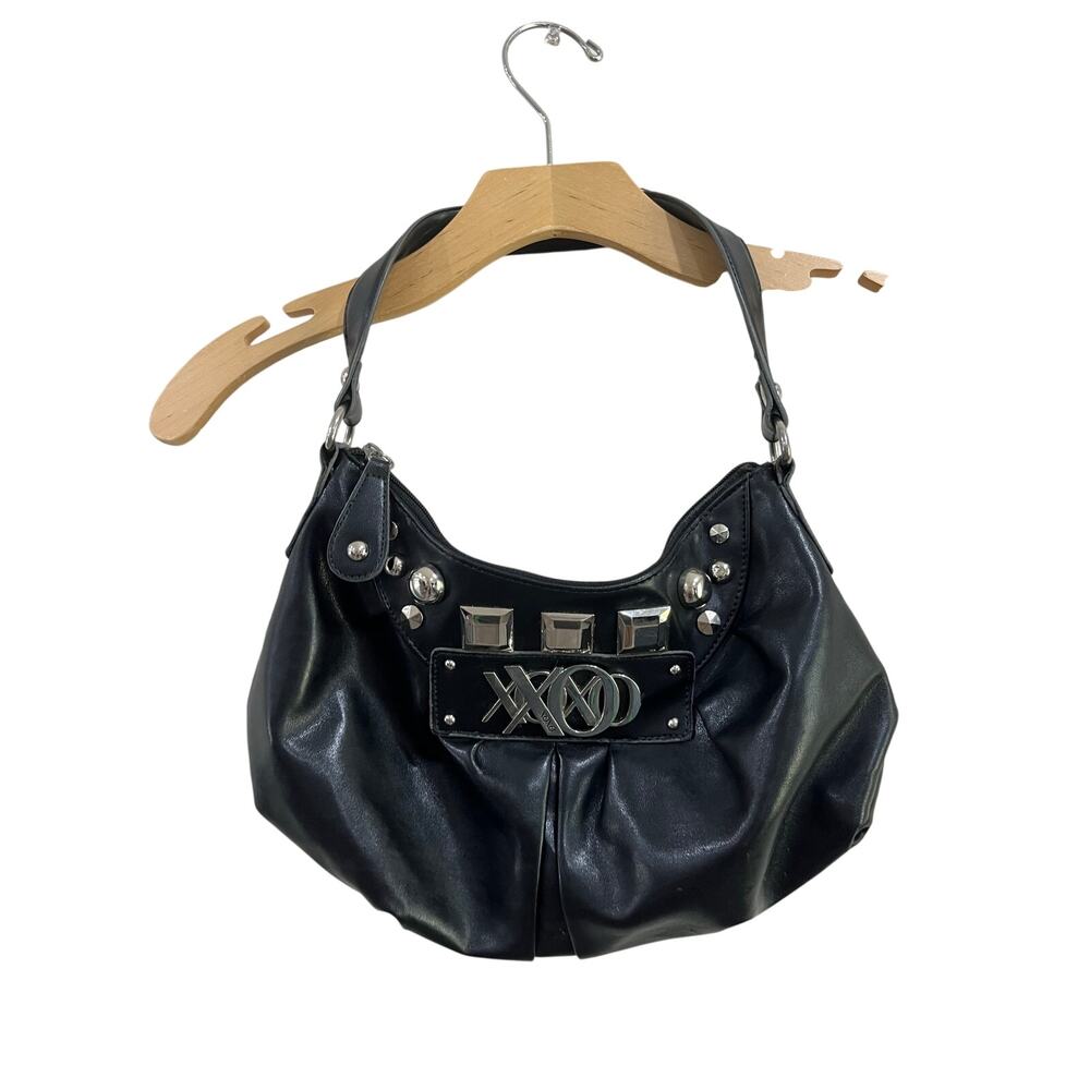 XOXO Y2K Black Studded Shoulder Bag Faux Leather Purse Grunge Glam Punk